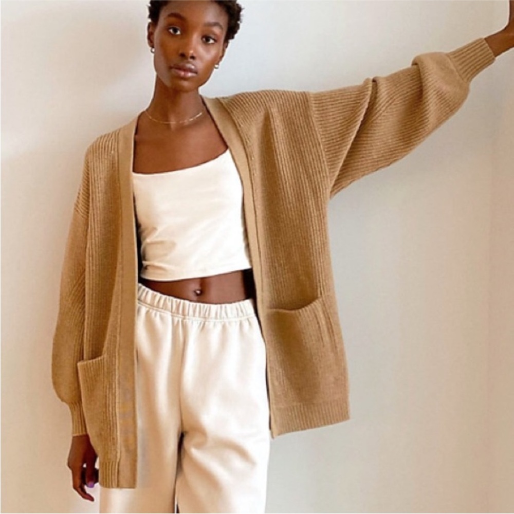 Aritzia Wilfred Unwind Cardigan XS Merino Wool Camel